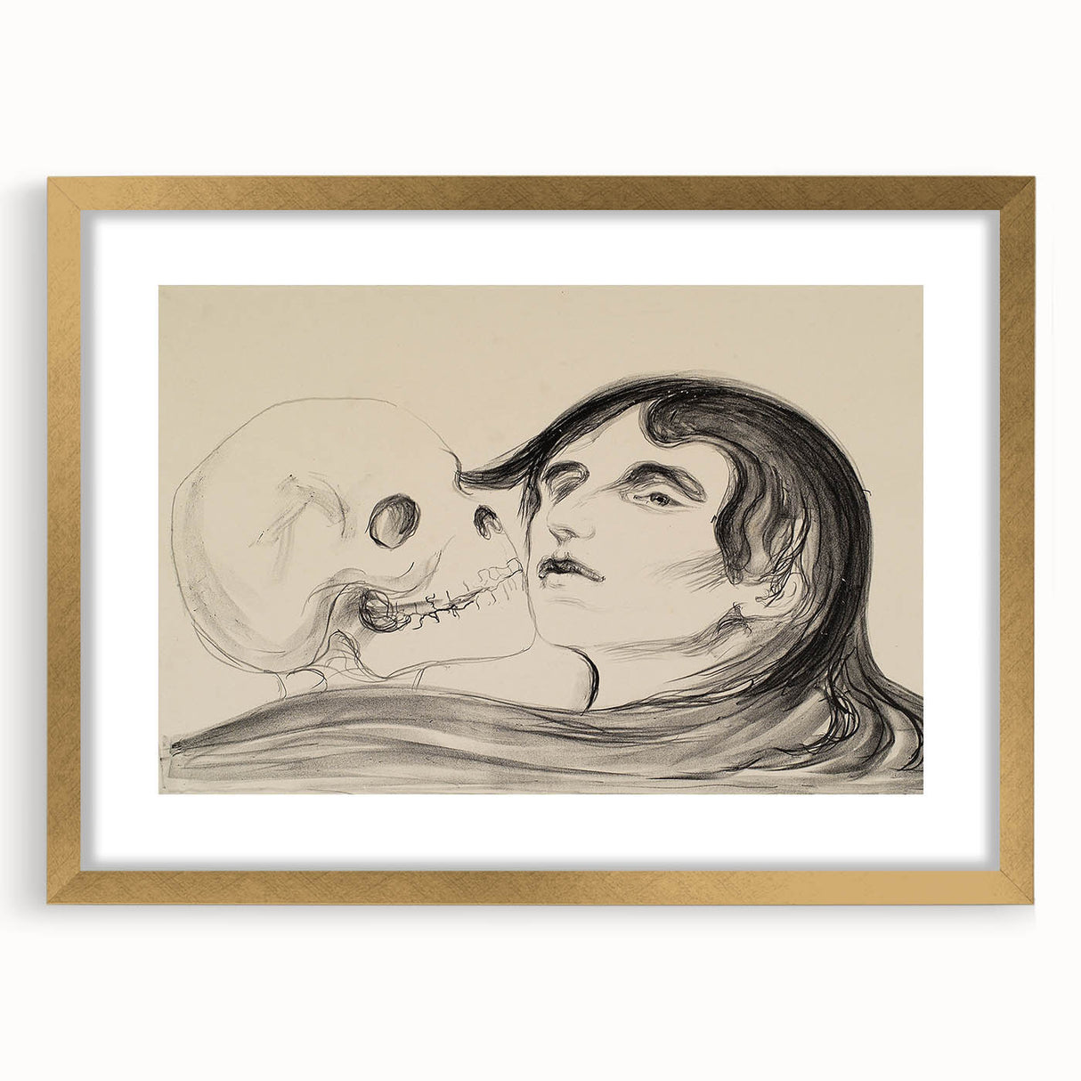 Memento Mori Gothic Art - Vintage Skeleton and Woman Gothic Print