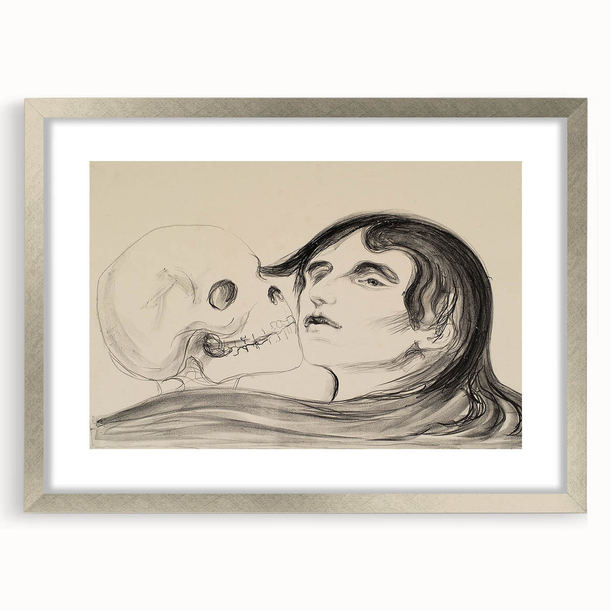Memento Mori Gothic Art - Vintage Skeleton and Woman Gothic Print
