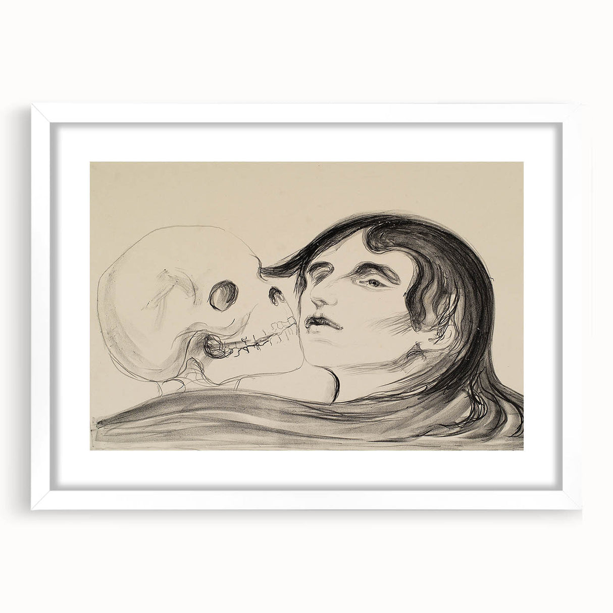 Memento Mori Gothic Art - Vintage Skeleton and Woman Gothic Print