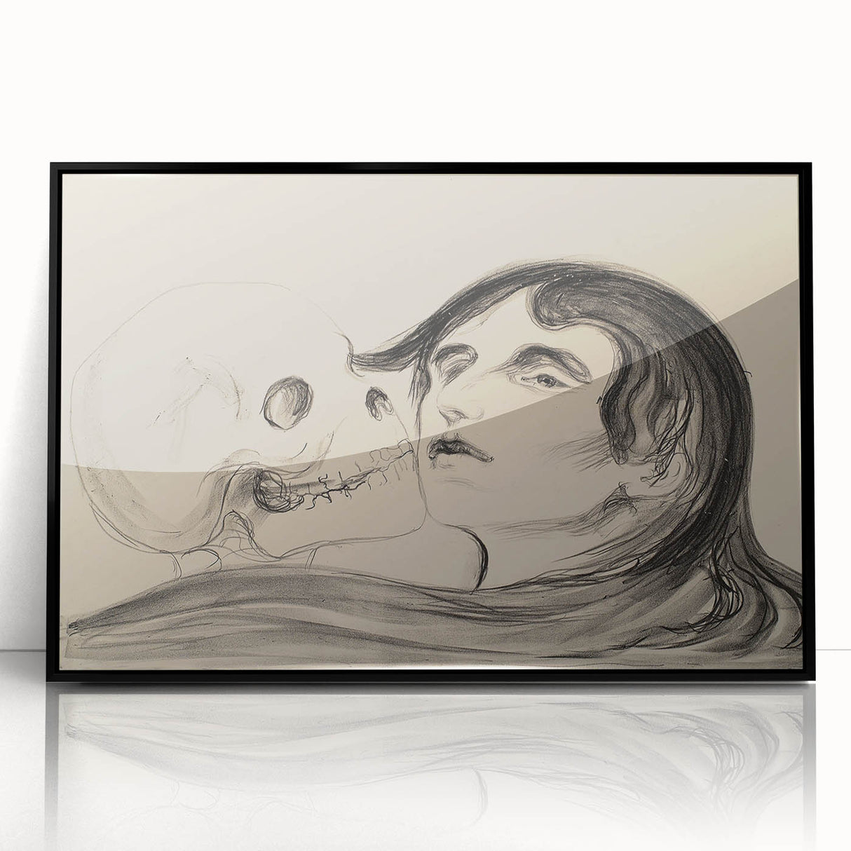 Memento Mori Gothic Art - Vintage Skeleton and Woman Gothic Print