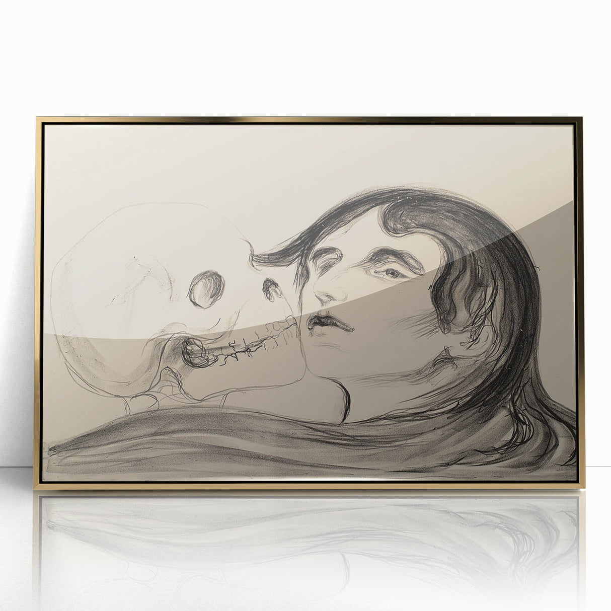 Memento Mori Gothic Art - Vintage Skeleton and Woman Gothic Print