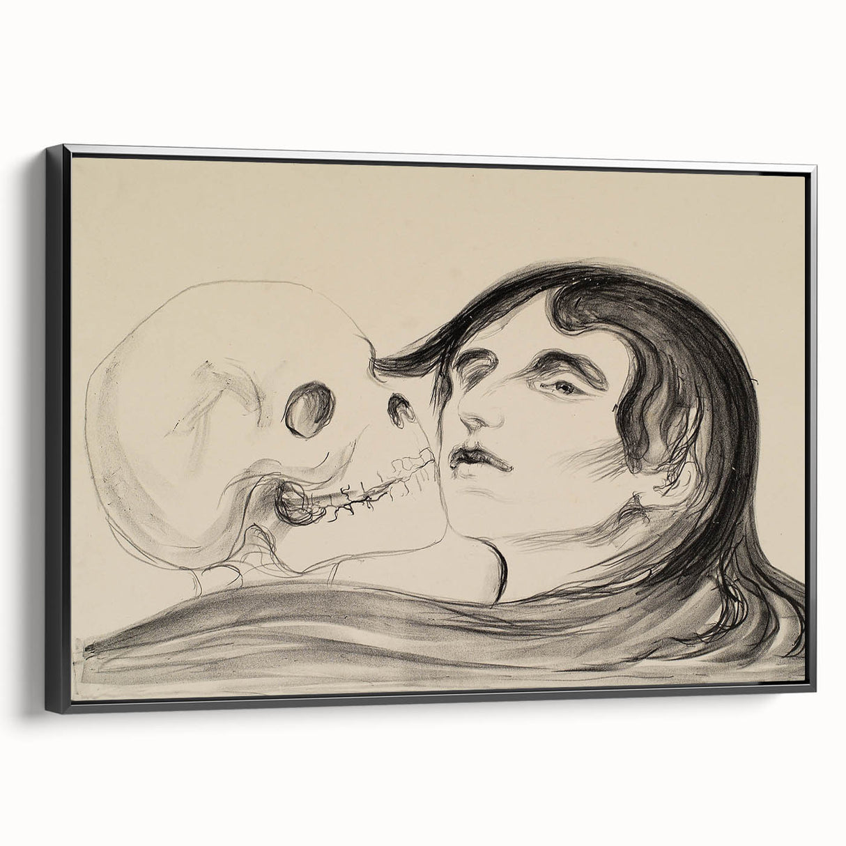 Memento Mori Gothic Art - Vintage Skeleton and Woman Gothic Print