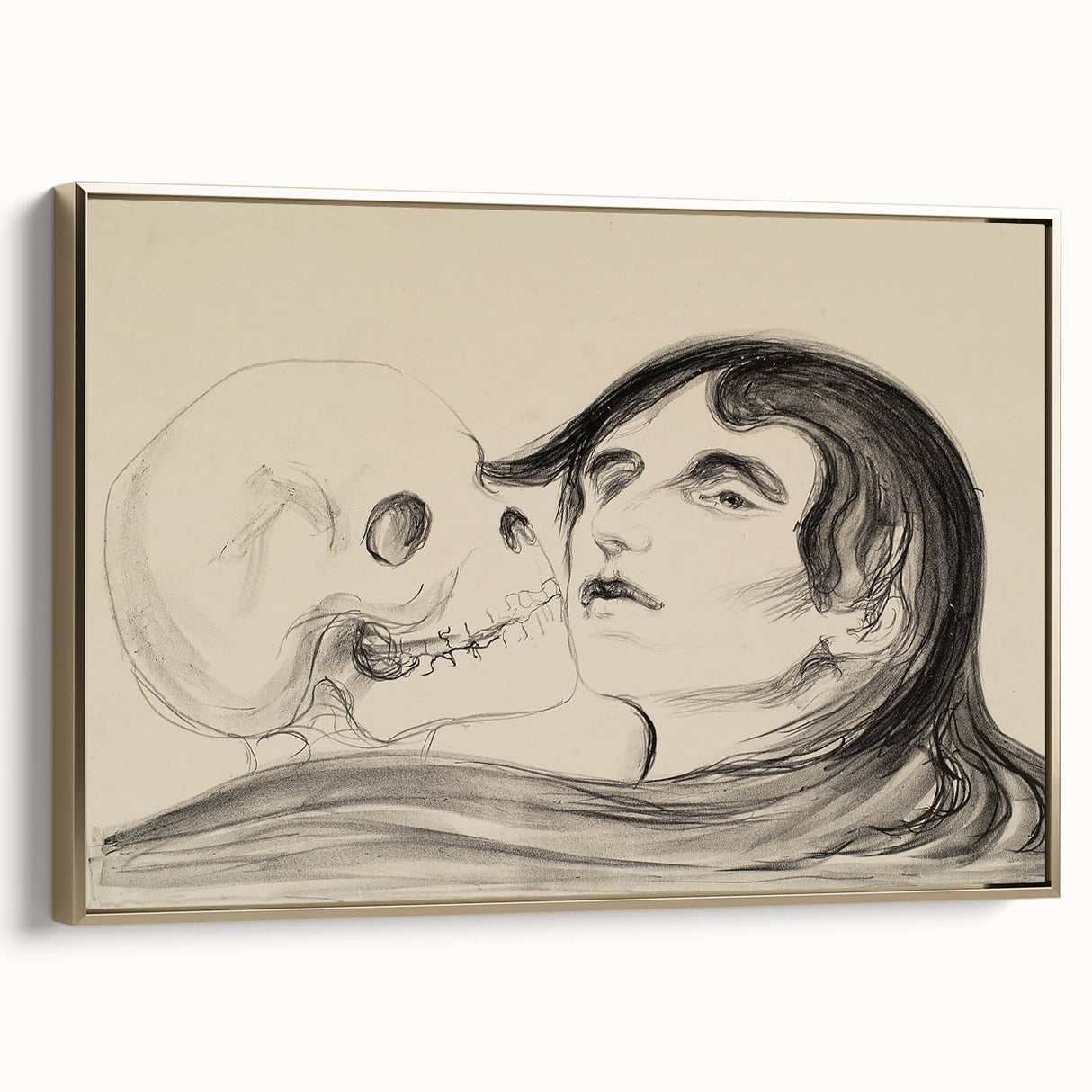 Memento Mori Gothic Art - Vintage Skeleton and Woman Gothic Print