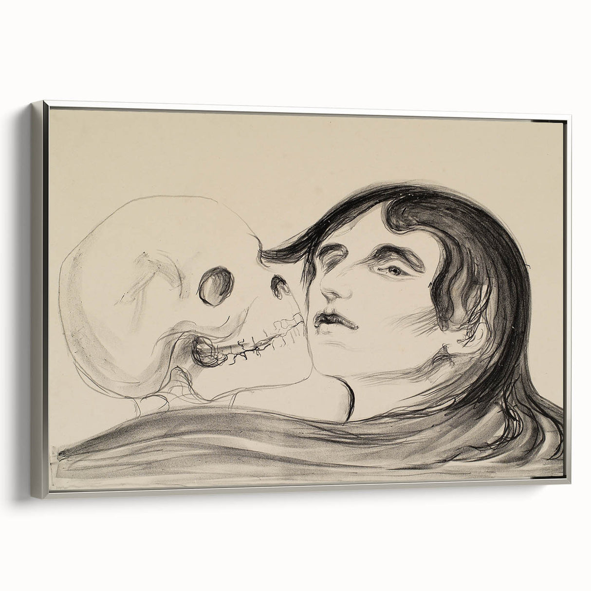 Memento Mori Gothic Art - Vintage Skeleton and Woman Gothic Print