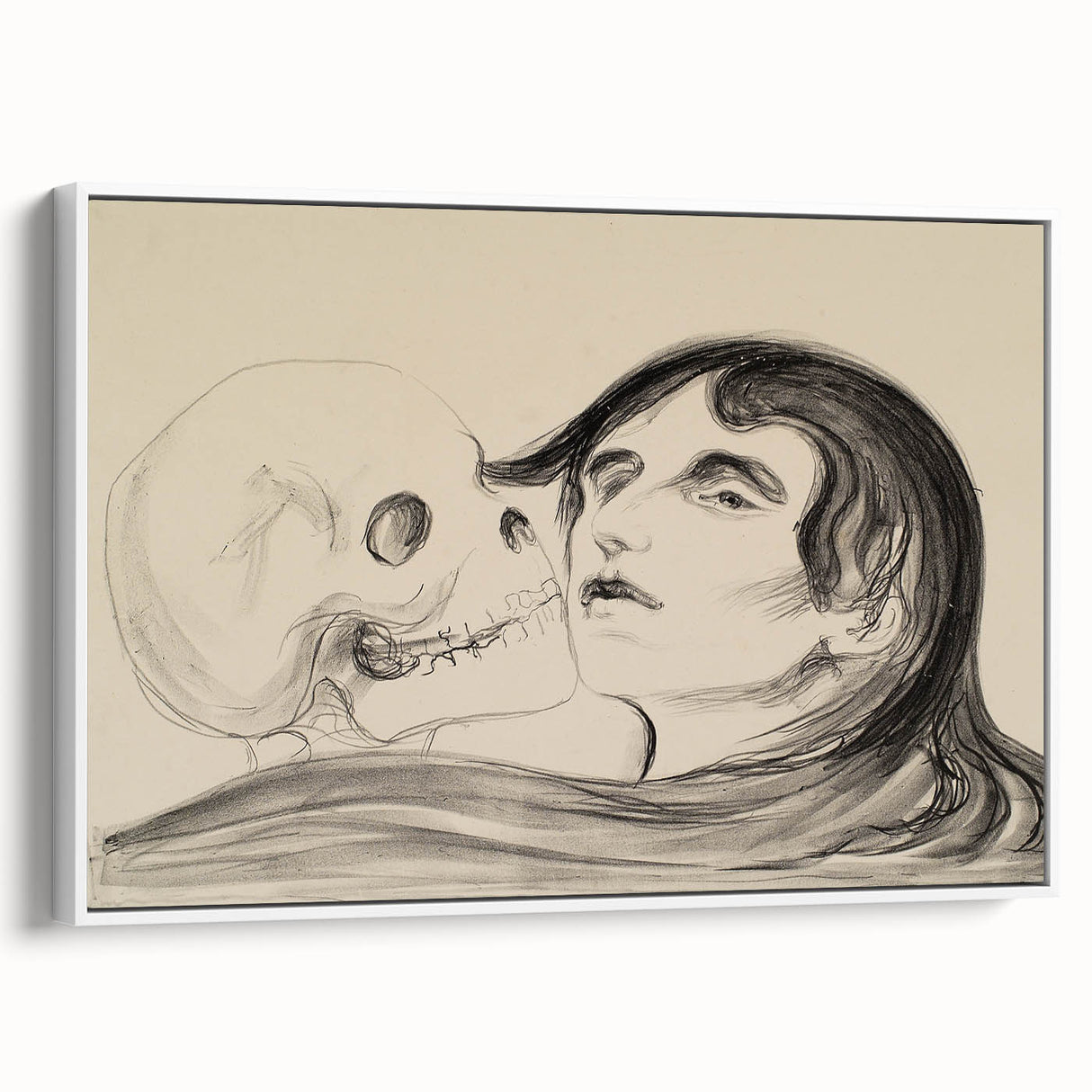 Memento Mori Gothic Art - Vintage Skeleton and Woman Gothic Print