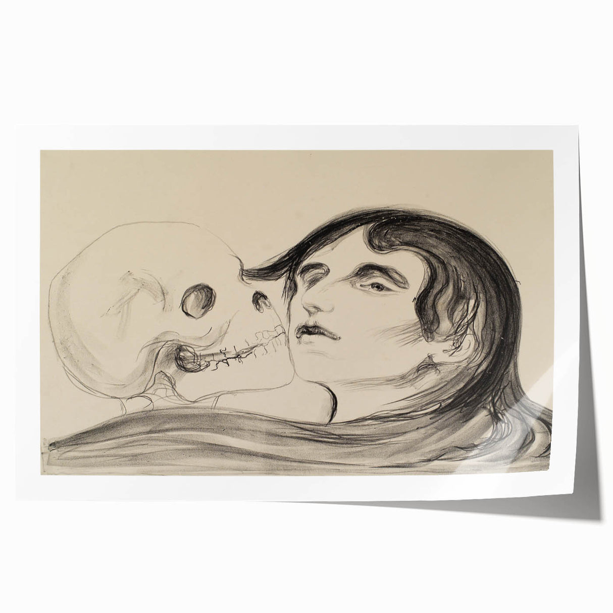 Memento Mori Gothic Art - Vintage Skeleton and Woman Gothic Print