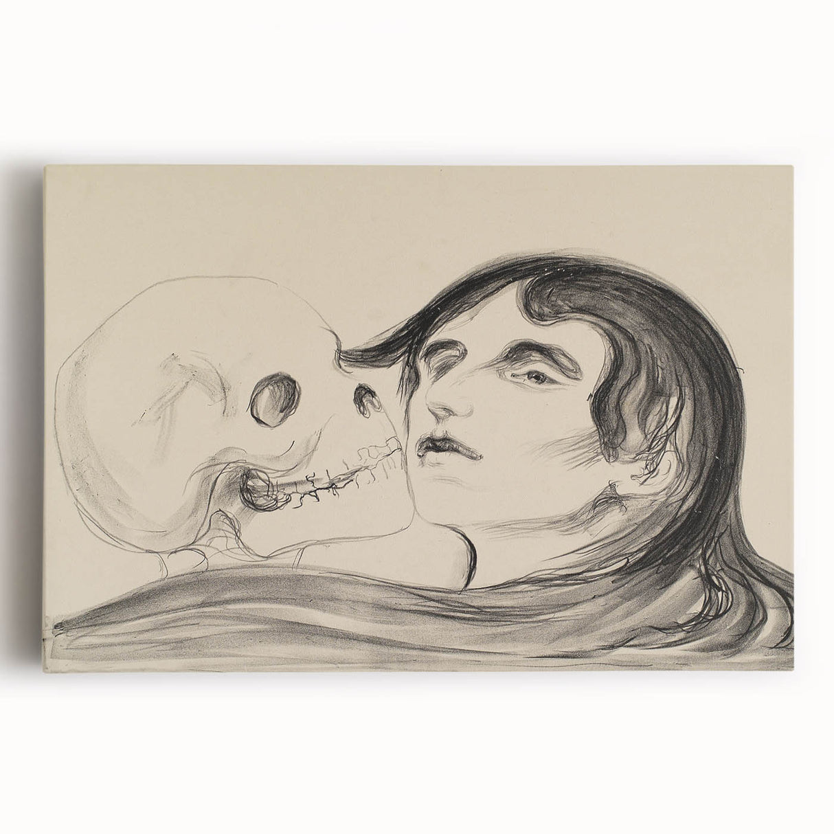 Memento Mori Gothic Art - Vintage Skeleton and Woman Gothic Print