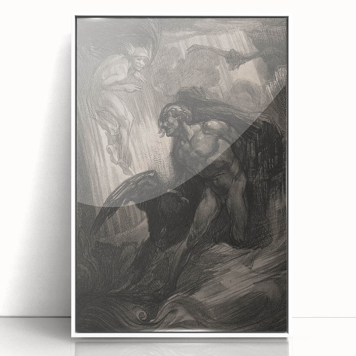 Dark Gothic Mythology Art - Vintage Fallen Angel Gothic Wall Print