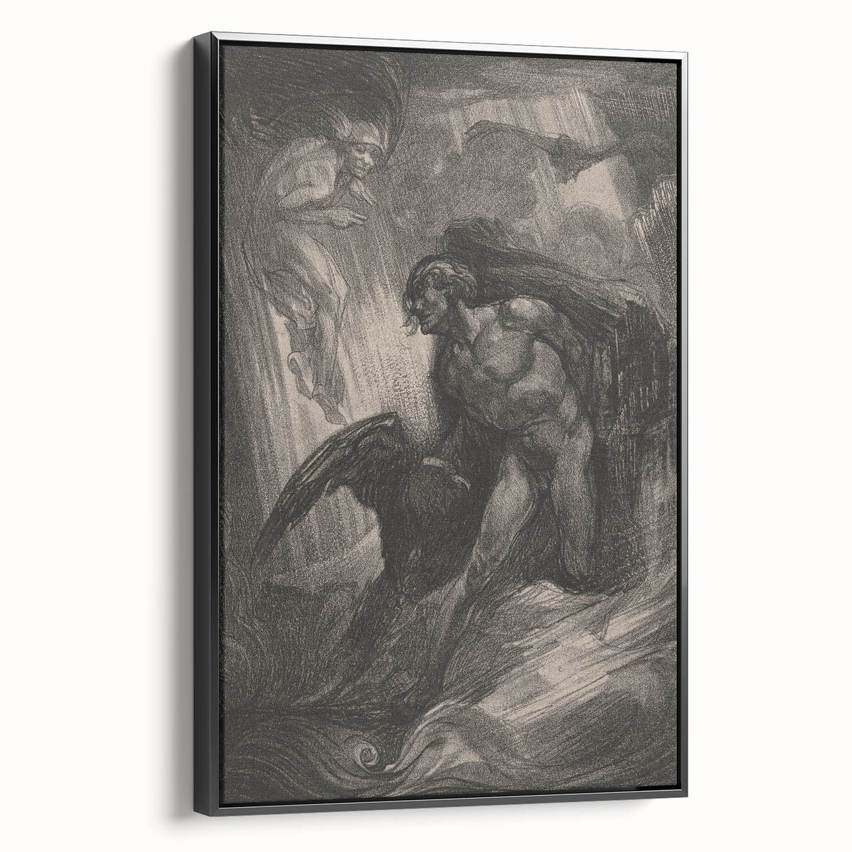 Dark Gothic Mythology Art - Vintage Fallen Angel Gothic Wall Print