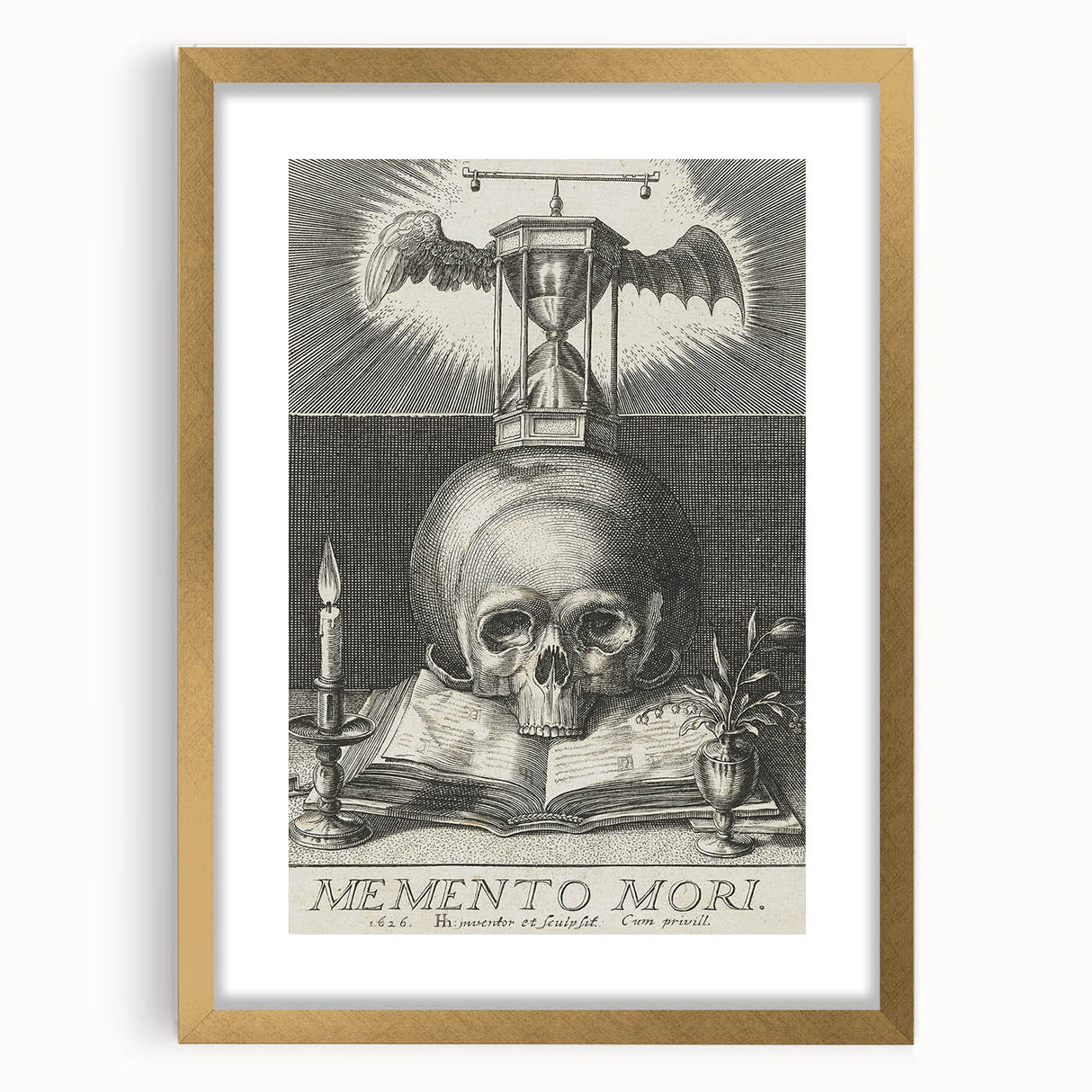 Medieval Memento Mori Gothic Canvas – Vintage Skull Gothic Wall Art