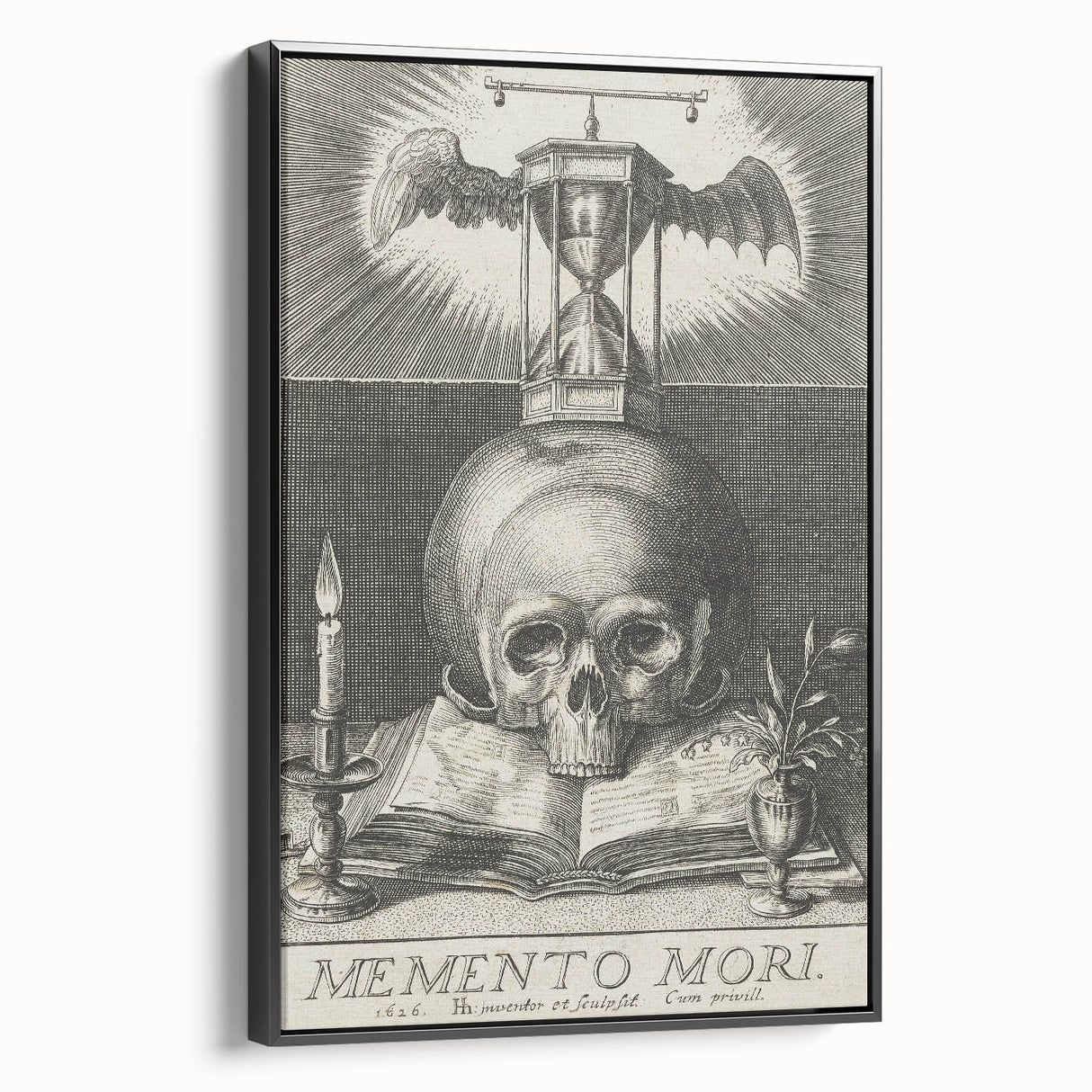 Medieval Memento Mori Gothic Canvas – Vintage Skull Gothic Wall Art