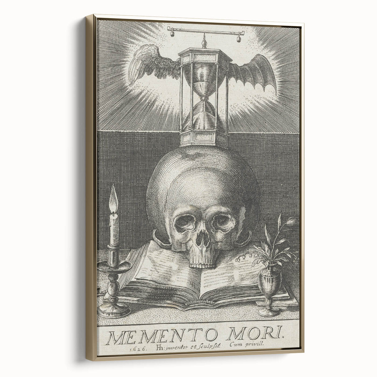 Medieval Memento Mori Gothic Canvas – Vintage Skull Gothic Wall Art