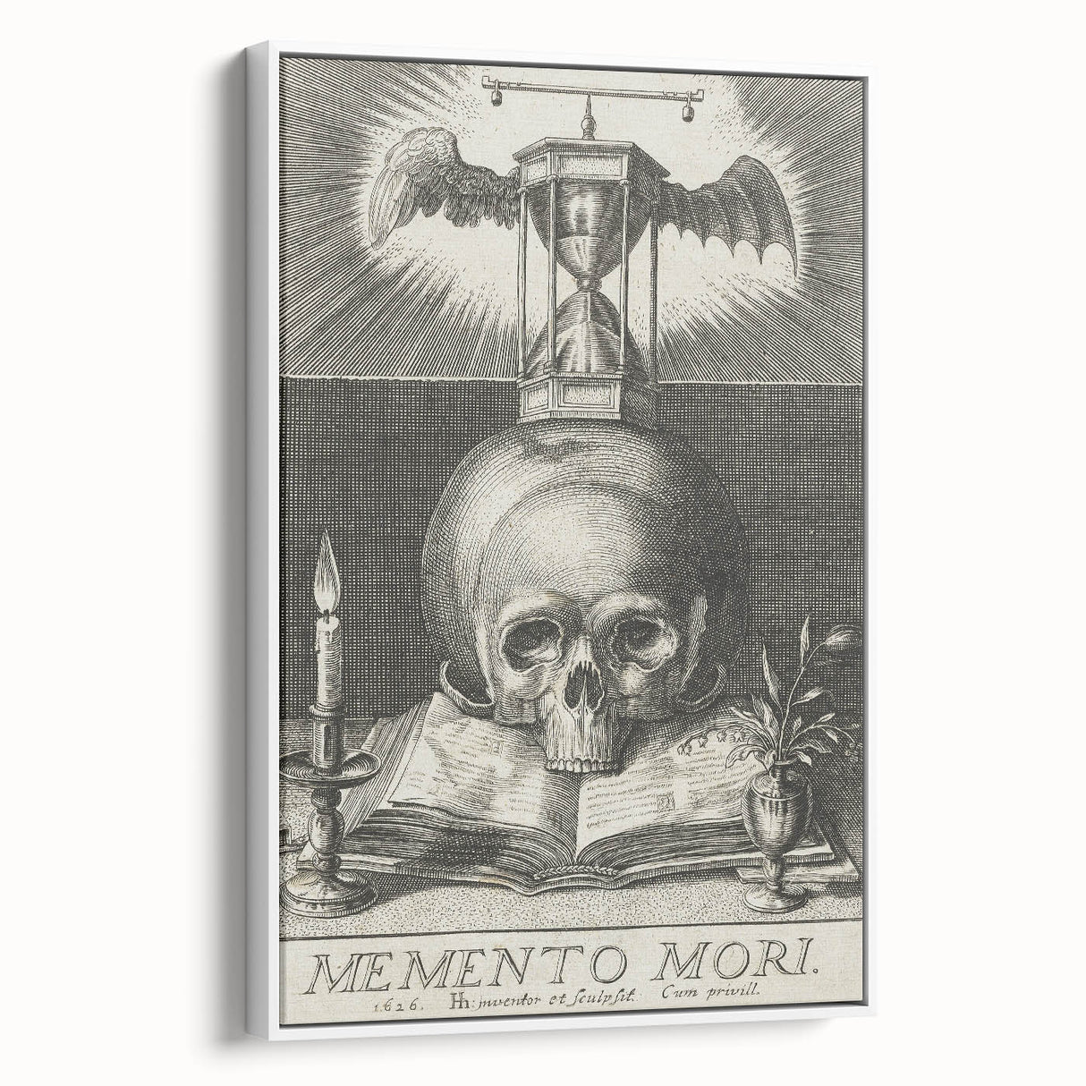 Medieval Memento Mori Gothic Canvas – Vintage Skull Gothic Wall Art