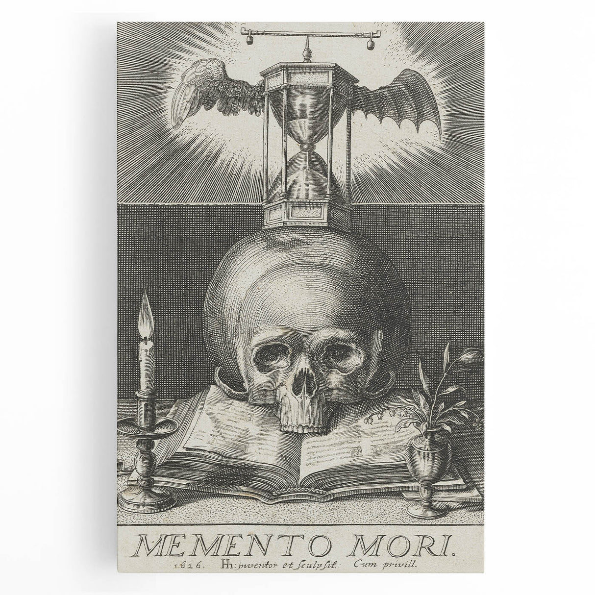 Medieval Memento Mori Gothic Canvas – Vintage Skull Gothic Wall Art