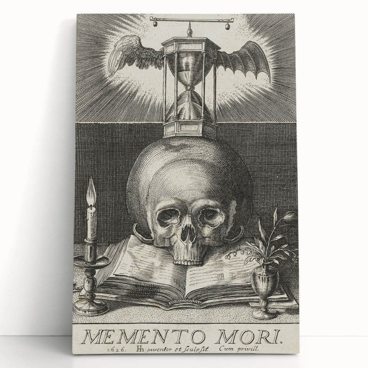 Medieval Memento Mori Gothic Canvas – Vintage Skull Gothic Wall Art