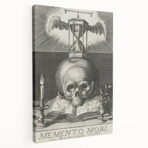 Medieval Memento Mori Gothic Canvas – Vintage Skull Gothic Wall Art