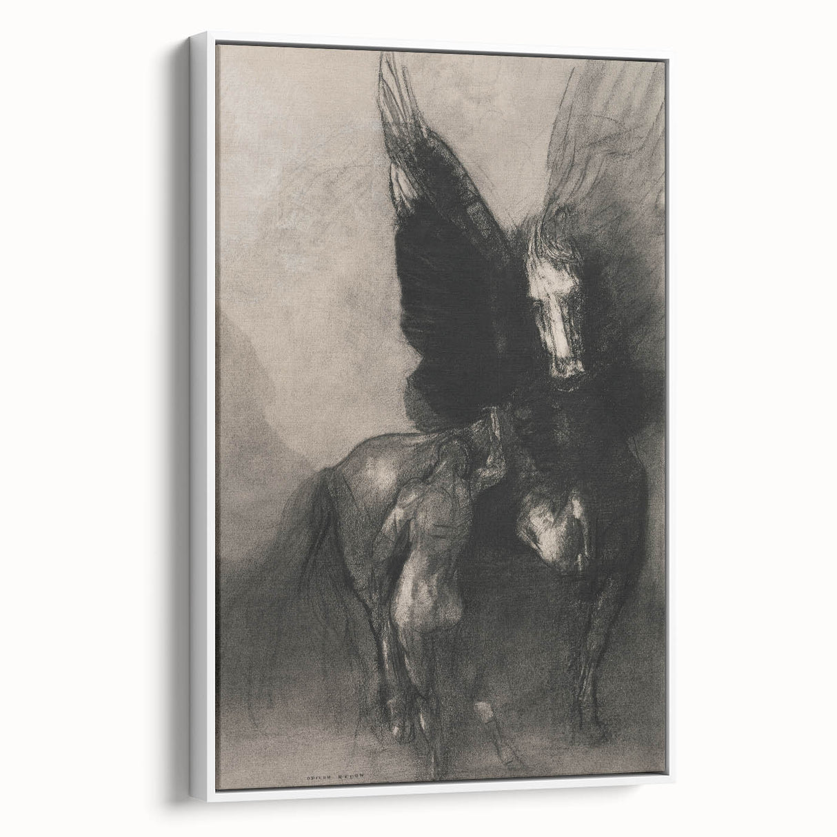 Gothic Horse and Angelic Figure – Dark and Mystical Gothic Canvas Print