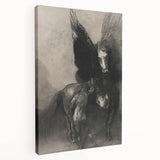 Gothic Horse and Angelic Figure – Dark and Mystical Gothic Canvas Print