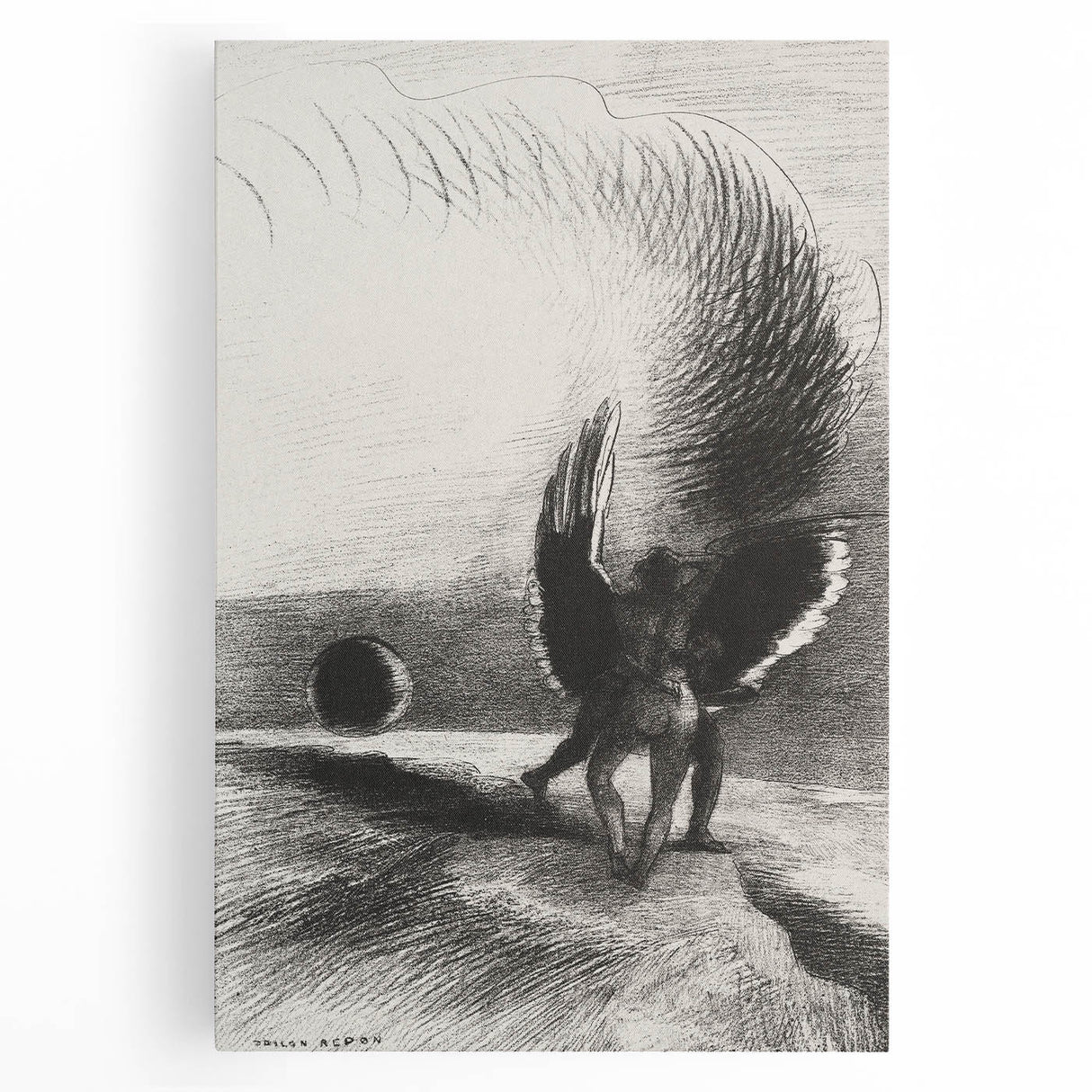 Gothic Wall Art | Winged Figures in Darkness | Gothic Decor Canvas Print