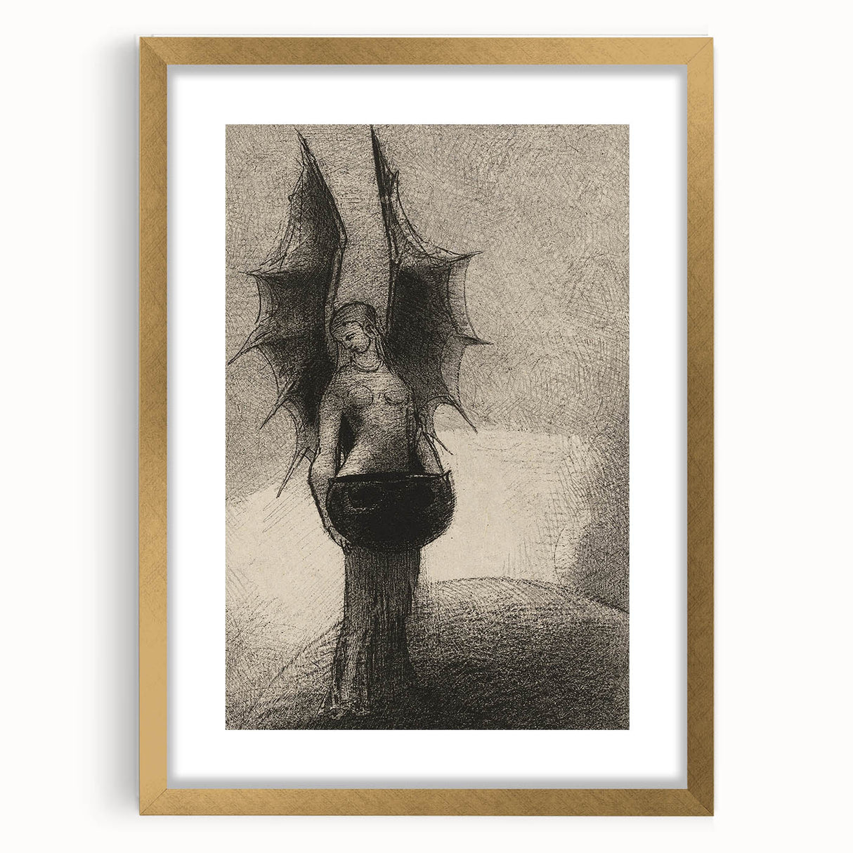 Dark Gothic Angel Canvas – Mystical Winged Figure Gothic Wall Art Decor