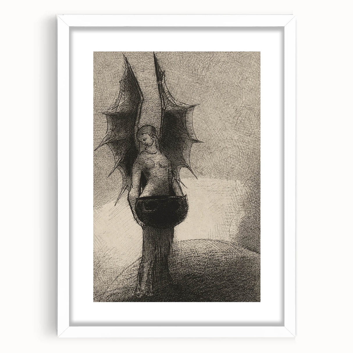 Dark Gothic Angel Canvas – Mystical Winged Figure Gothic Wall Art Decor