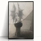 Dark Gothic Angel Canvas – Mystical Winged Figure Gothic Wall Art Decor