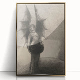 Dark Gothic Angel Canvas – Mystical Winged Figure Gothic Wall Art Decor