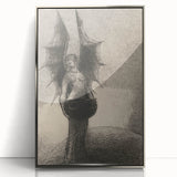 Dark Gothic Angel Canvas – Mystical Winged Figure Gothic Wall Art Decor