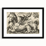 Medieval Gothic Canvas - Vintage Mythical Beast Illustration Wall Art