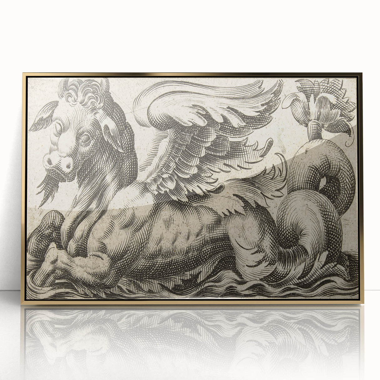 Medieval Gothic Canvas - Vintage Mythical Beast Illustration Wall Art
