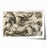 Medieval Gothic Canvas - Vintage Mythical Beast Illustration Wall Art