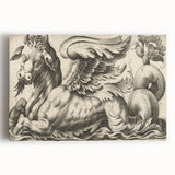 Medieval Gothic Canvas - Vintage Mythical Beast Illustration Wall Art