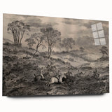 Gothic Wall Art - Vintage Hunting Scene on Dark Medieval Gothic Canvas