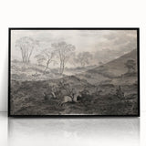 Gothic Wall Art - Vintage Hunting Scene on Dark Medieval Gothic Canvas
