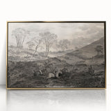 Gothic Wall Art - Vintage Hunting Scene on Dark Medieval Gothic Canvas