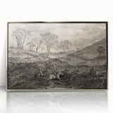 Gothic Wall Art - Vintage Hunting Scene on Dark Medieval Gothic Canvas