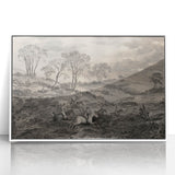 Gothic Wall Art - Vintage Hunting Scene on Dark Medieval Gothic Canvas