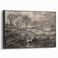Gothic Wall Art - Vintage Hunting Scene on Dark Medieval Gothic Canvas