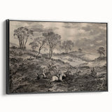 Gothic Wall Art - Vintage Hunting Scene on Dark Medieval Gothic Canvas