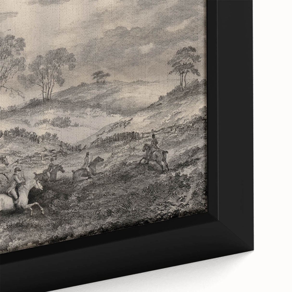 Gothic Wall Art - Vintage Hunting Scene on Dark Medieval Gothic Canvas