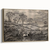 Gothic Wall Art - Vintage Hunting Scene on Dark Medieval Gothic Canvas