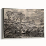 Gothic Wall Art - Vintage Hunting Scene on Dark Medieval Gothic Canvas