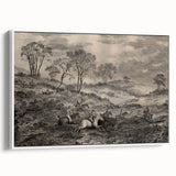 Gothic Wall Art - Vintage Hunting Scene on Dark Medieval Gothic Canvas