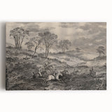 Gothic Wall Art - Vintage Hunting Scene on Dark Medieval Gothic Canvas
