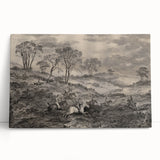 Gothic Wall Art - Vintage Hunting Scene on Dark Medieval Gothic Canvas