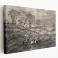 Gothic Wall Art - Vintage Hunting Scene on Dark Medieval Gothic Canvas