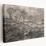 Gothic Wall Art - Vintage Hunting Scene on Dark Medieval Gothic Canvas