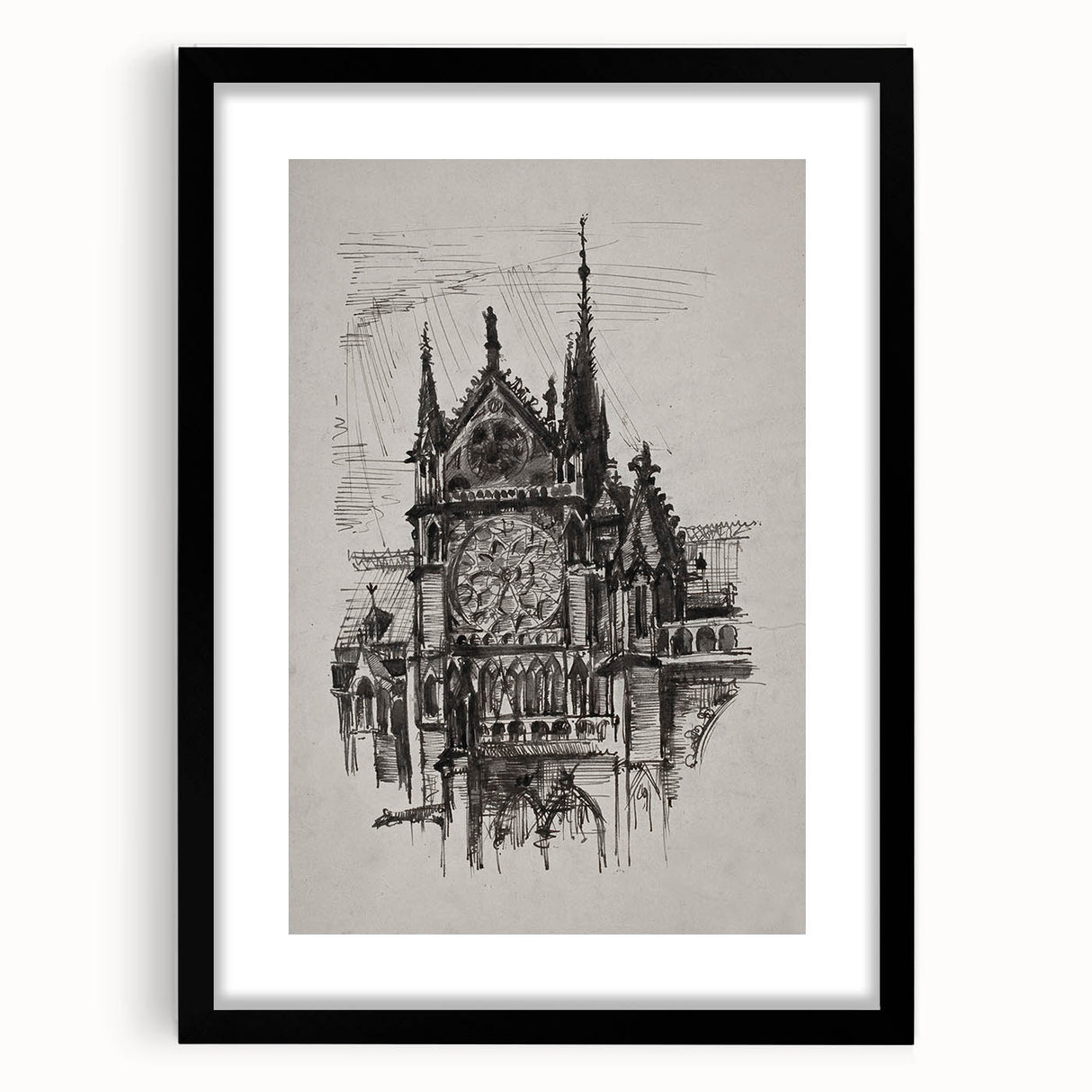 Gothic Cathedral Art | Medieval Architecture Sketch | Gothic Wall Print