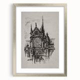 Gothic Cathedral Art | Medieval Architecture Sketch | Gothic Wall Print