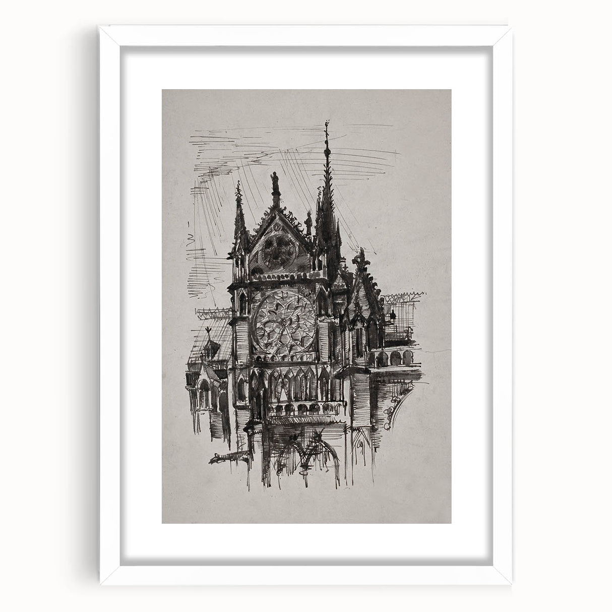 Gothic Cathedral Art | Medieval Architecture Sketch | Gothic Wall Print